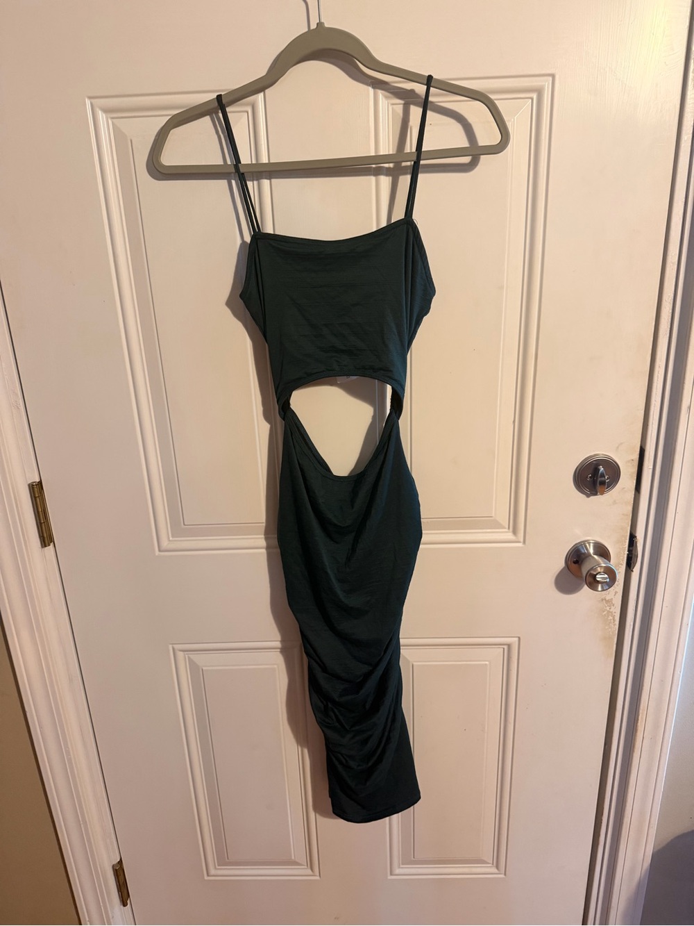 Windsor Deep Teal Cutout Midi Dress with Spaghetti Straps